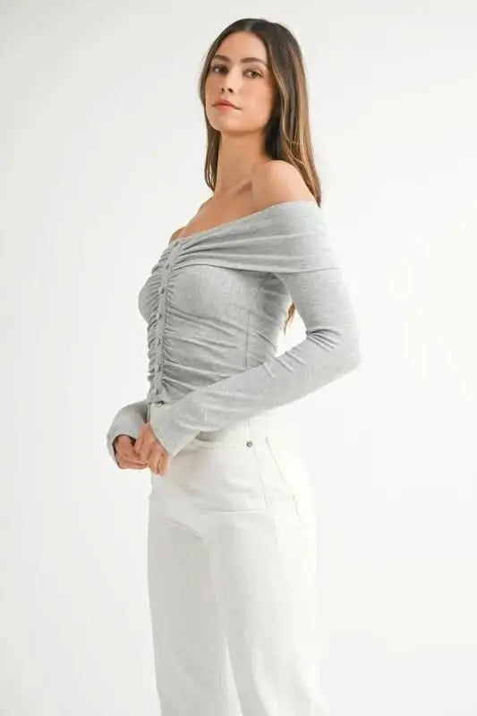 MABLE Off-Shoulder Long Sleeve T-Shirt for Casual Style - Love Salve